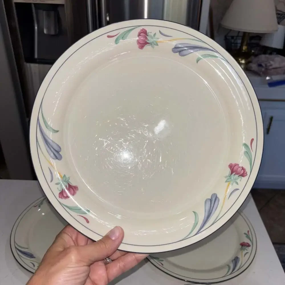 Lenox Chinastone Poppies on Blue Dinner Plates, Set of 4